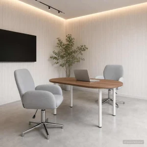 Chaises de bureau pivotantes lot de 2 54 x 58 x 90 cm gris clair tissu – vue d’ensemble