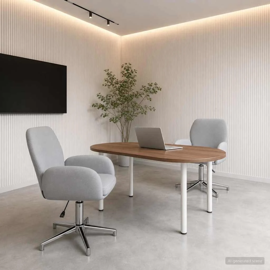 Chaises de bureau pivotantes lot de 2 54 x 58 x 90 cm gris clair tissu – vue d’ensemble
