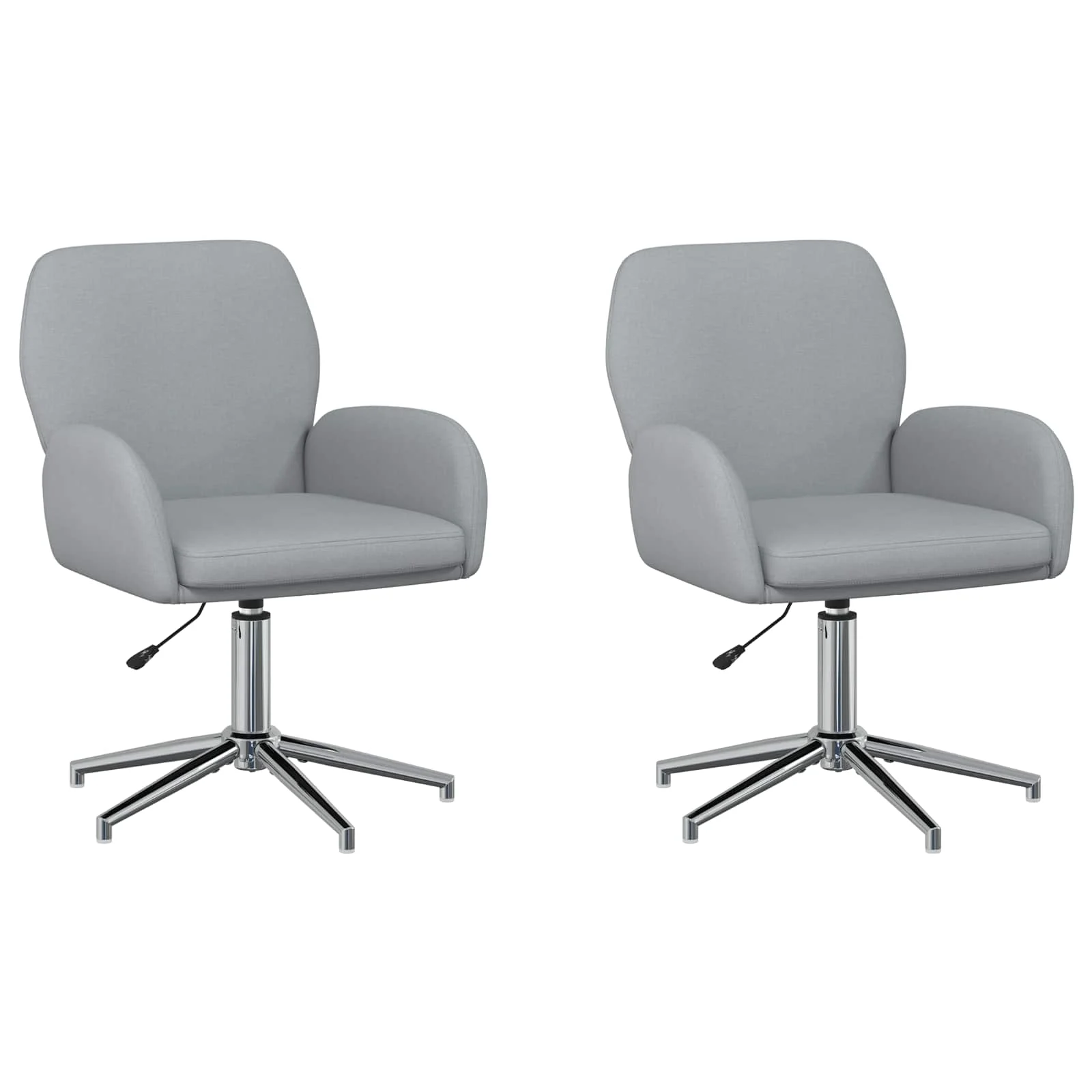 Chaises de bureau pivotantes lot de 2 54 x 58 x 90 cm gris clair tissu – vue de face