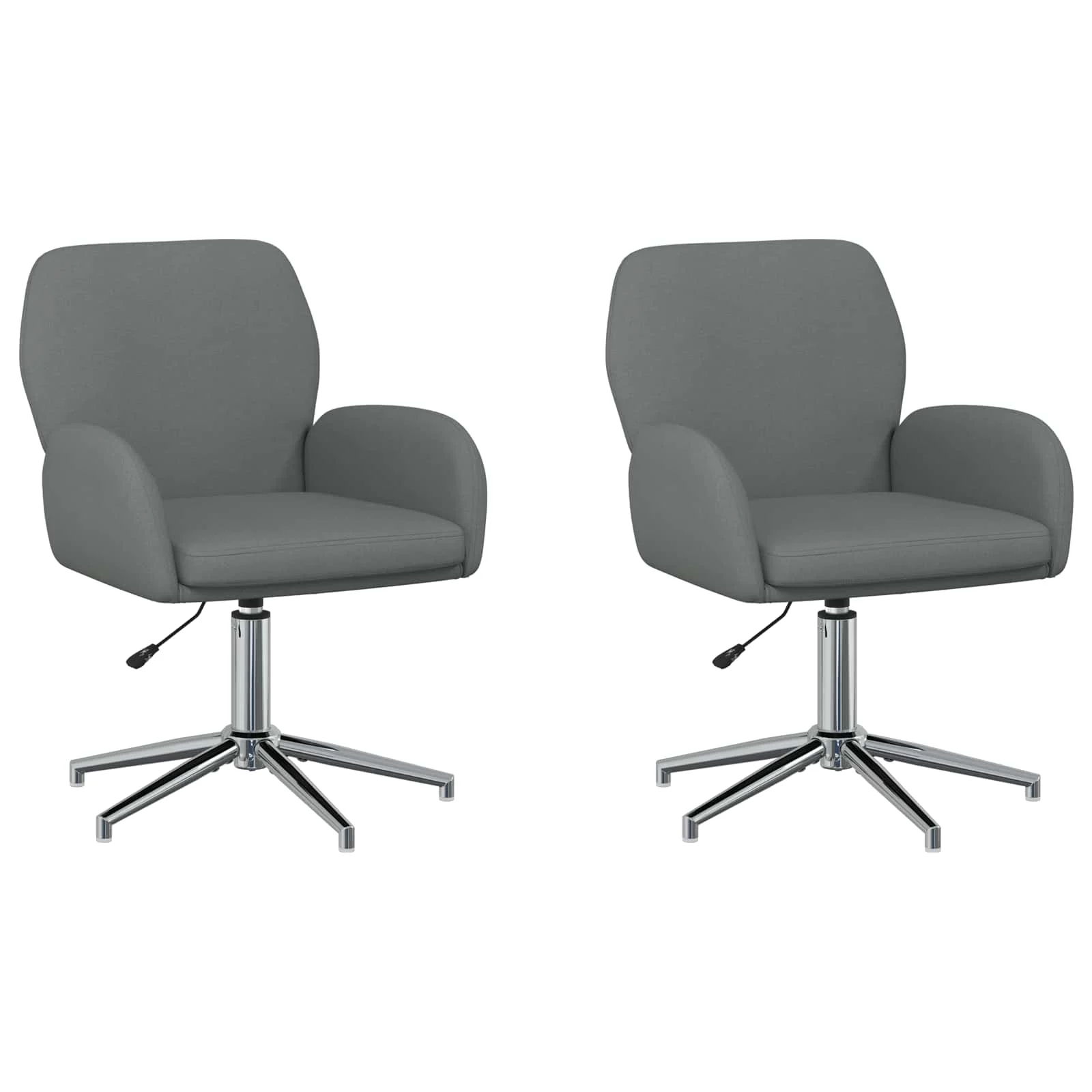 Chaises de bureau pivotantes lot de 2 54 x 58 x 90 cm gris foncé tissu – vue de face