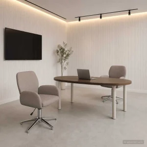 Chaises de bureau pivotantes lot de 2 54 x 58 x 90 cm taupe tissu – vue d’ensemble