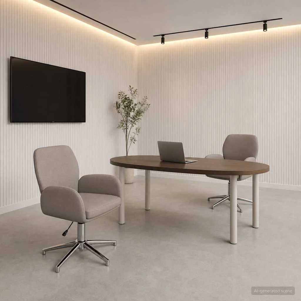 Chaises de bureau pivotantes lot de 2 54 x 58 x 90 cm taupe tissu – vue d’ensemble