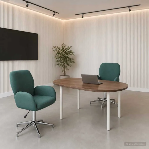 Chaises de bureau pivotantes lot de 2 54 x 58 x 90 cm vert foncé tissu – vue d’ensemble