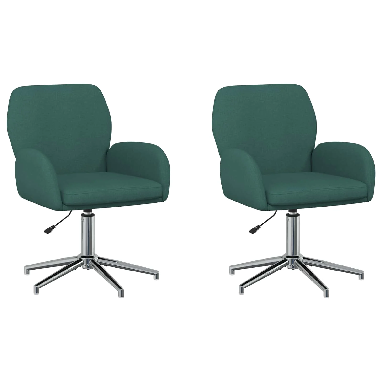 Chaises de bureau pivotantes lot de 2 54 x 58 x 90 cm vert foncé tissu – vue de face