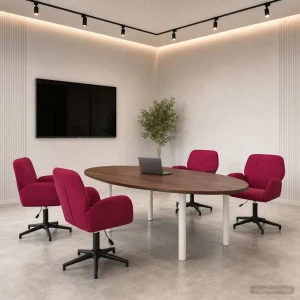 Chaises de bureau pivotantes lot de 4 54 x 55 x 90 cm bordeaux velours – vue d’ensemble