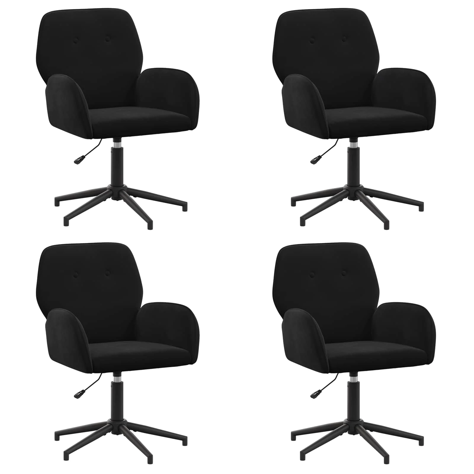 Chaises de bureau pivotantes lot de 4 54 x 55 x 90 cm noir velours – vue de face