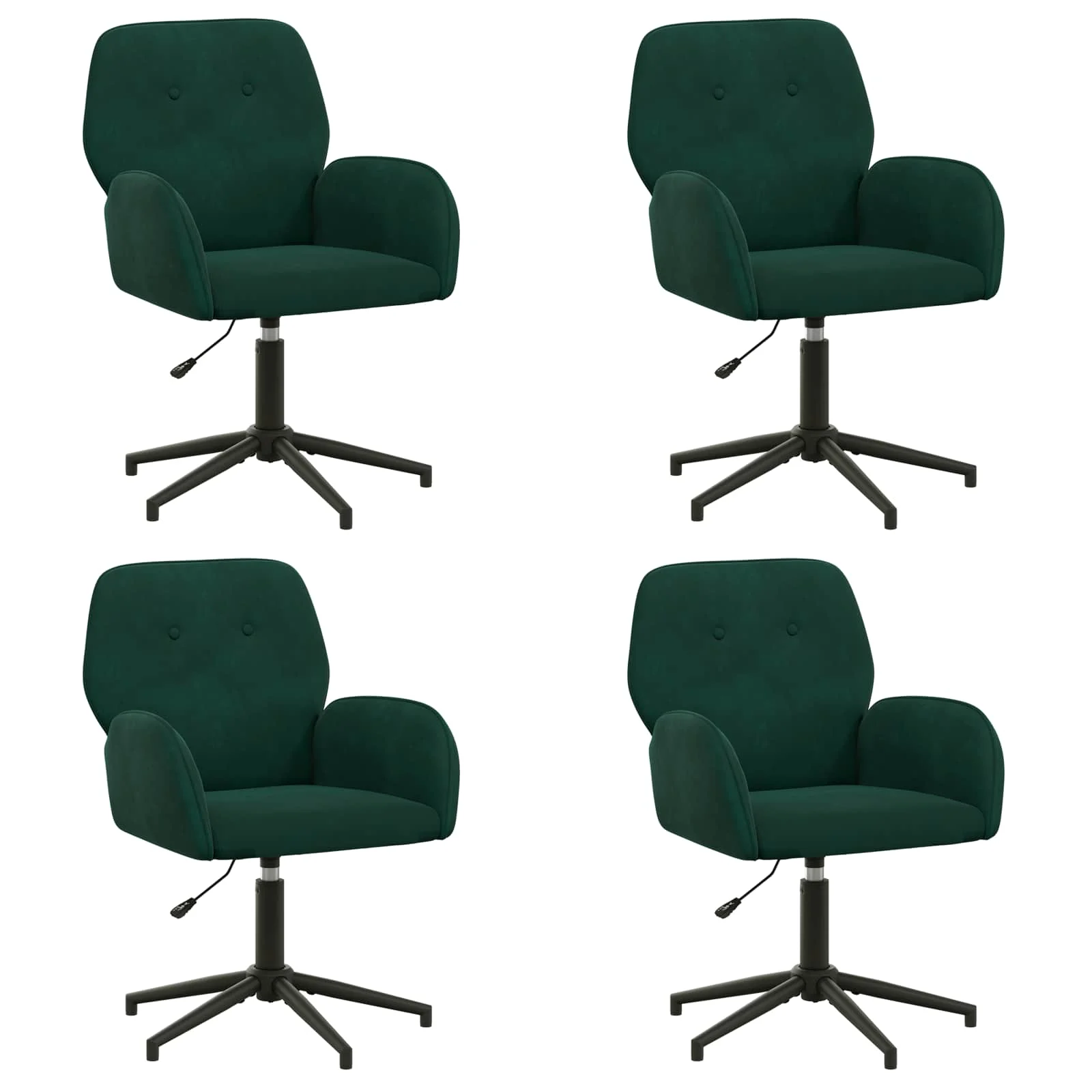 Chaises de bureau pivotantes lot de 4 54 x 55 x 90 cm vert foncé velours – vue de face