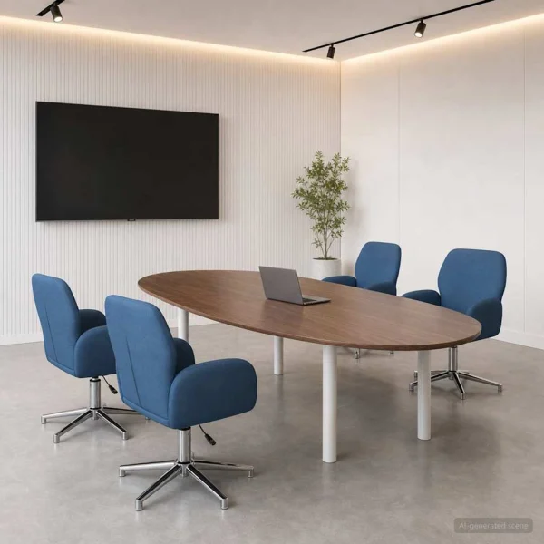 Chaises de bureau pivotantes lot de 4 54 x 58 x 90 cm bleu tissu – vue d’ensemble
