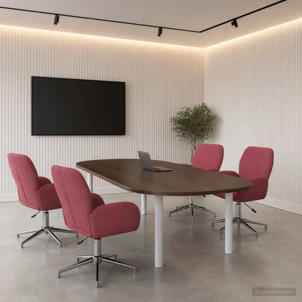 Chaises de bureau pivotantes lot de 4 54 x 58 x 90 cm bordeaux tissu – vue d’ensemble