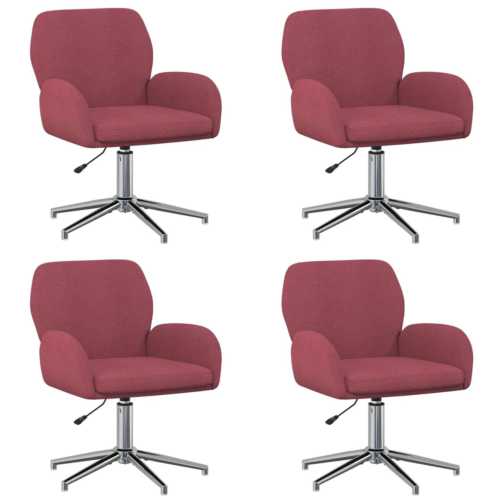 Chaises de bureau pivotantes lot de 4 54 x 58 x 90 cm bordeaux tissu – vue de face