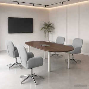 Chaises de bureau pivotantes lot de 4 54 x 58 x 90 cm gris clair tissu – vue d’ensemble