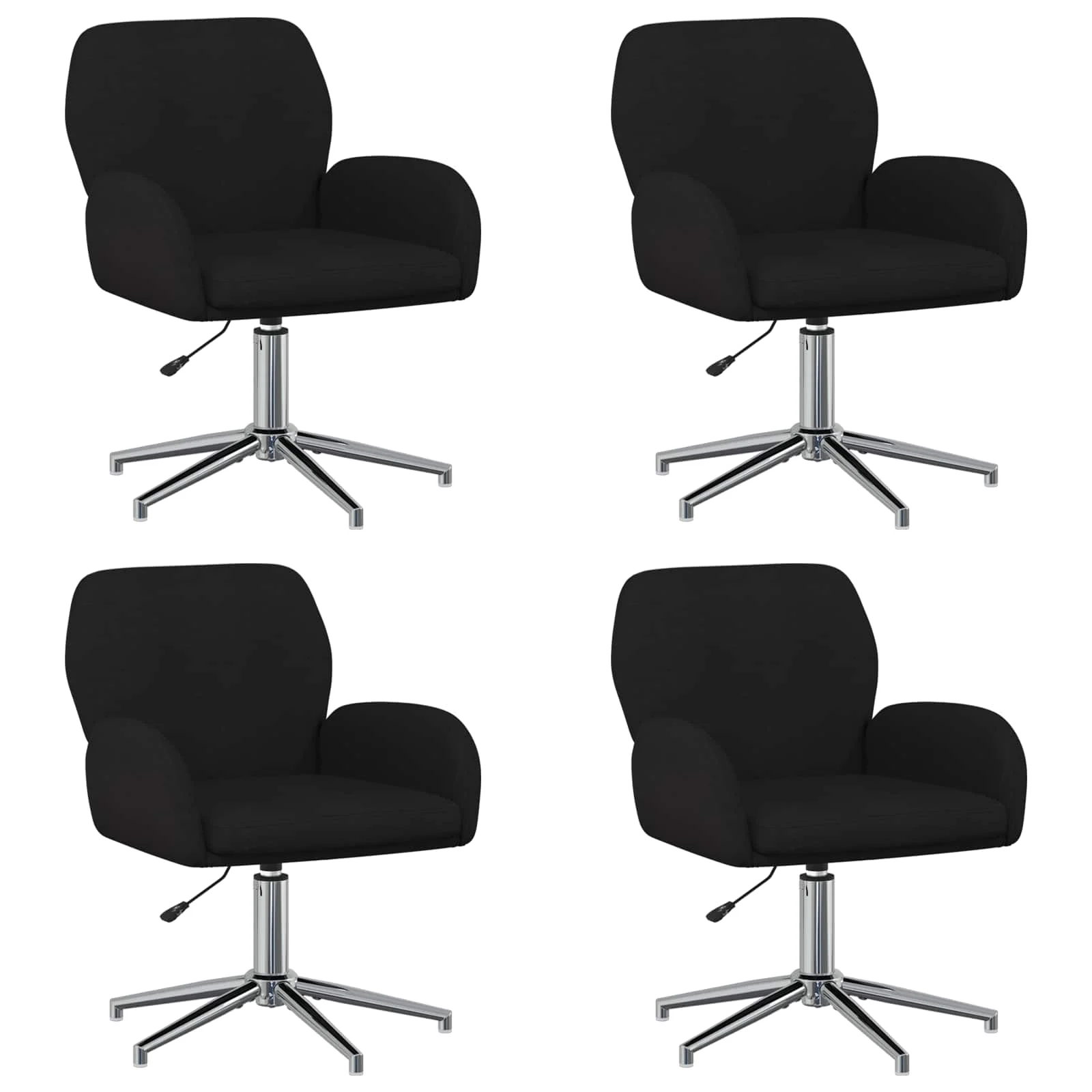 Chaises de bureau pivotantes lot de 4 54 x 58 x 90 cm noir tissu – vue de face