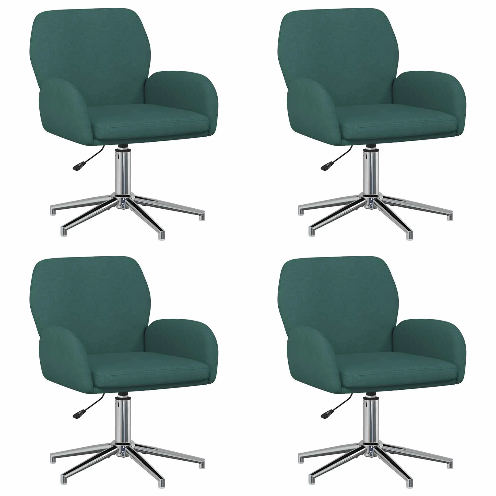 Chaises de bureau pivotantes lot de 4 54 x 58 x 90 cm vert foncé tissu – vue de face