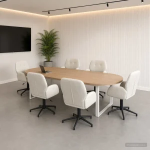 Chaises de bureau pivotantes lot de 6 54 x 55 x 90 cm crème velours – vue d’ensemble