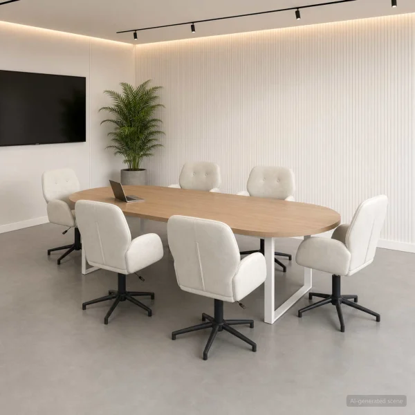Chaises de bureau pivotantes lot de 6 54 x 55 x 90 cm crème velours – vue d’ensemble
