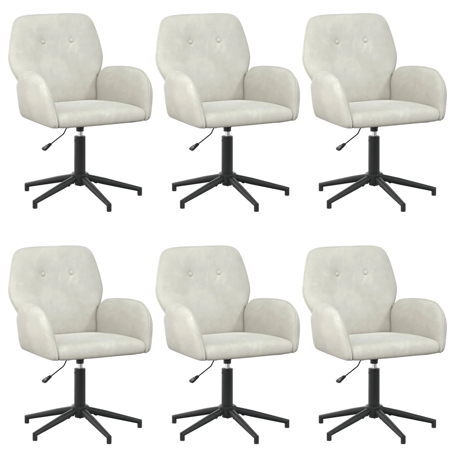 Chaises de bureau pivotantes lot de 6 54 x 55 x 90 cm crème velours – vue de face