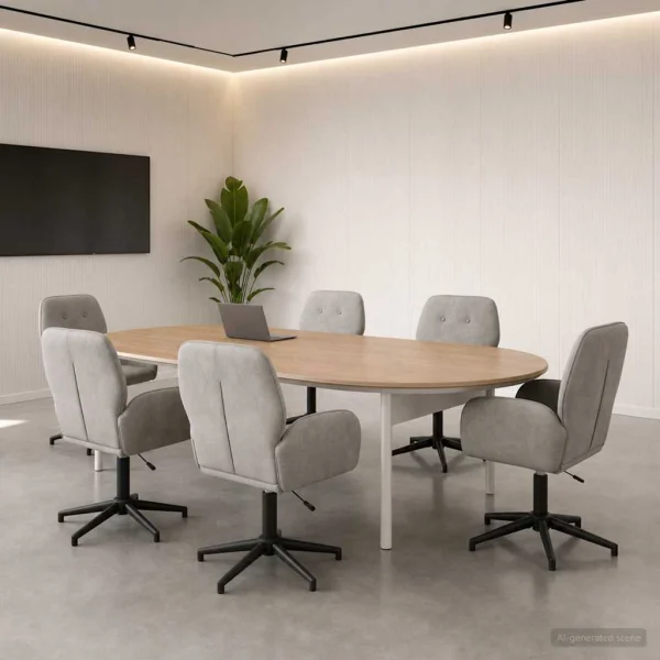 Chaises de bureau pivotantes lot de 6 54 x 55 x 90 cm gris clair velours – vue d’ensemble