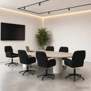 Chaises de bureau pivotantes lot de 6 54 x 55 x 90 cm noir velours – vue d’ensemble