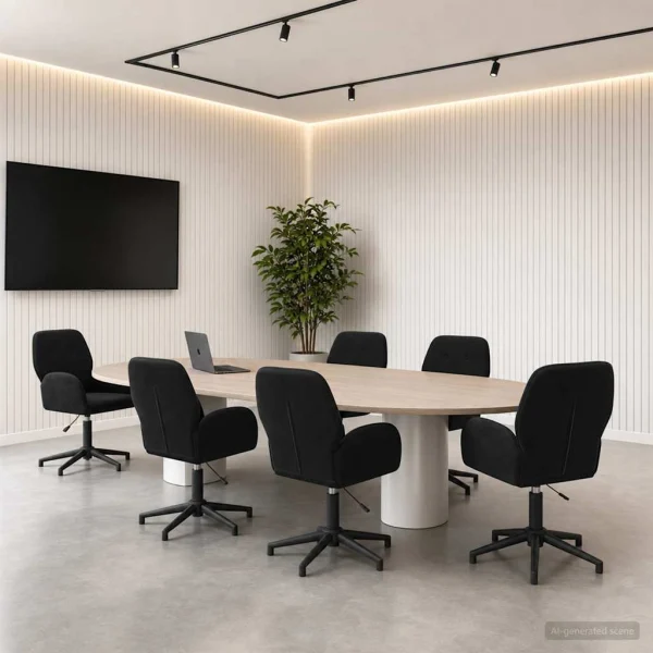 Chaises de bureau pivotantes lot de 6 54 x 55 x 90 cm noir velours – vue d’ensemble