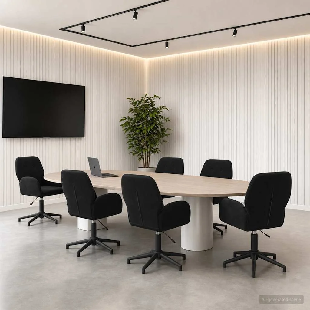 Chaises de bureau pivotantes lot de 6 54 x 55 x 90 cm noir velours – vue d’ensemble