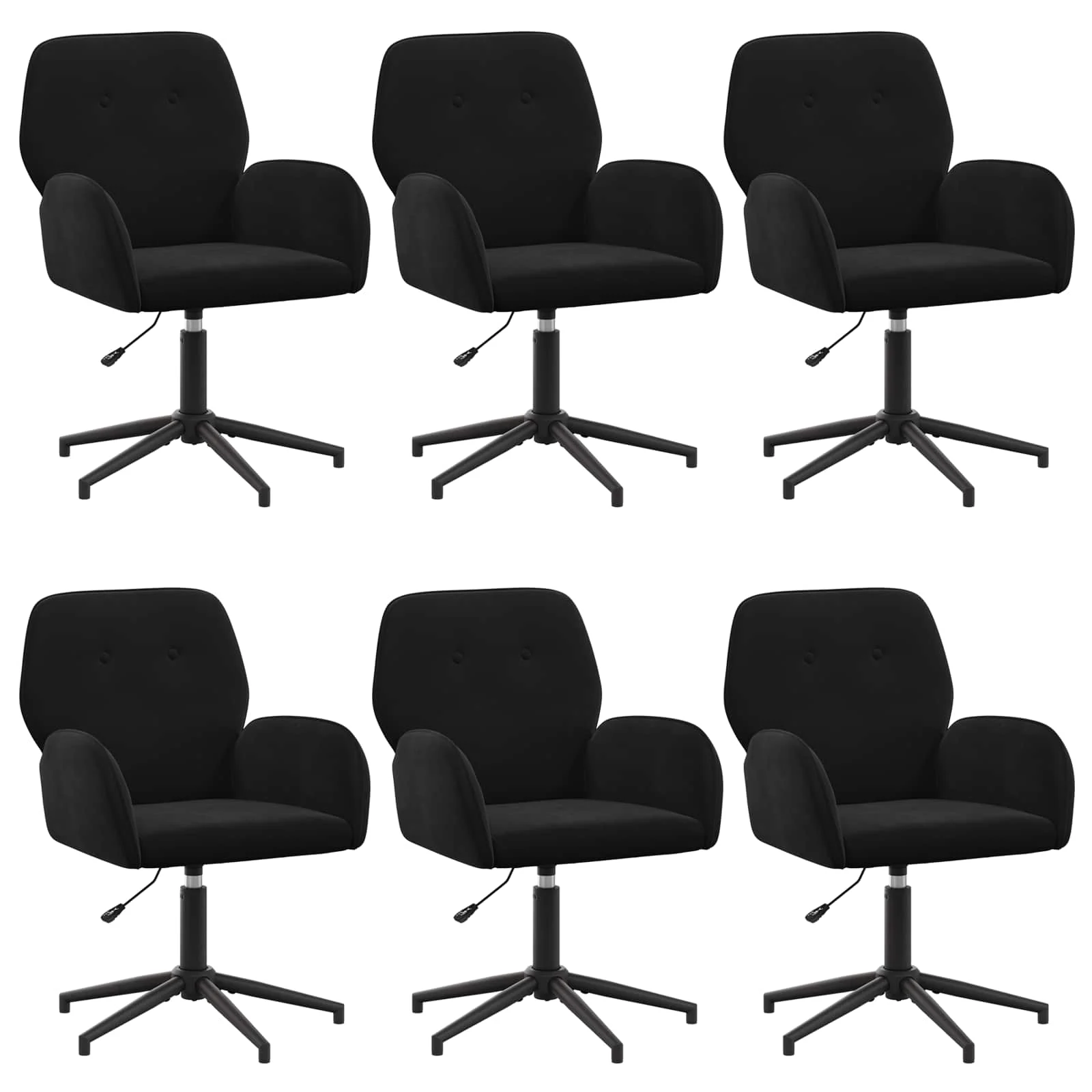 Chaises de bureau pivotantes lot de 6 54 x 55 x 90 cm noir velours – vue de face