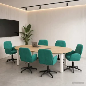 Chaises de bureau pivotantes lot de 6 54 x 55 x 90 cm turquoise velours – vue d’ensemble