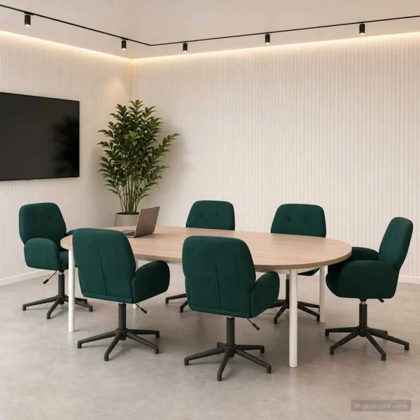 Chaises de bureau pivotantes lot de 6 54 x 55 x 90 cm vert foncé velours – vue d’ensemble