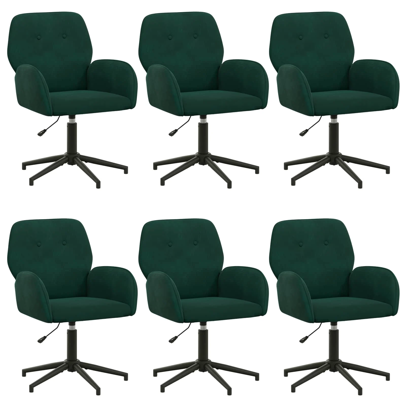 Chaises de bureau pivotantes lot de 6 54 x 55 x 90 cm vert foncé velours – vue de face