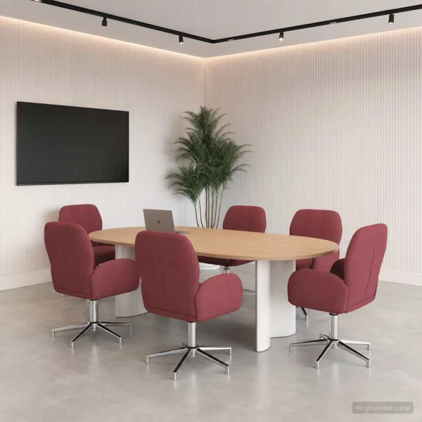 Chaises de bureau pivotantes lot de 6 54 x 58 x 90 cm bordeaux tissu – vue d’ensemble