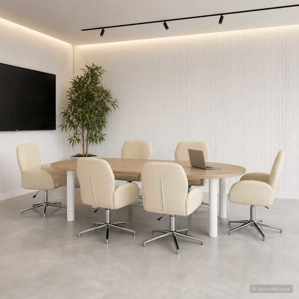 Chaises de bureau pivotantes lot de 6 54 x 58 x 90 cm crème tissu – vue d’ensemble