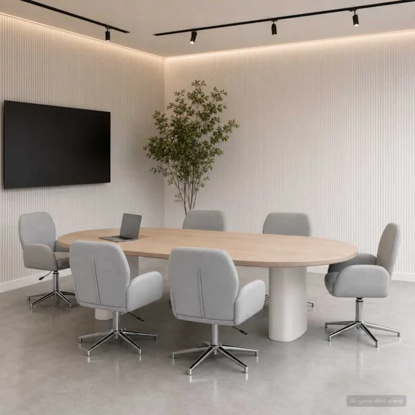 Chaises de bureau pivotantes lot de 6 54 x 58 x 90 cm gris clair tissu – vue d’ensemble