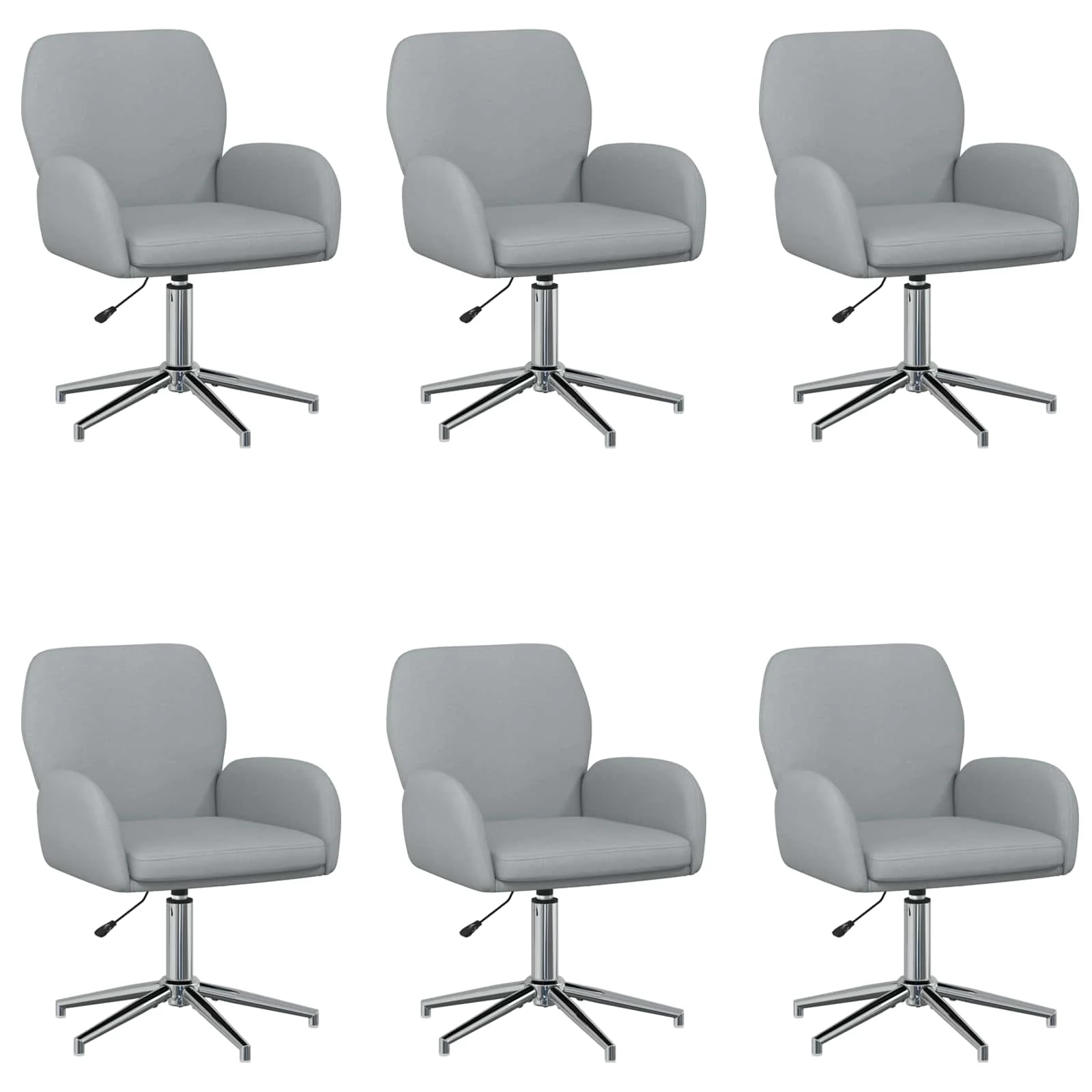 Chaises de bureau pivotantes lot de 6 54 x 58 x 90 cm gris clair tissu – vue de face