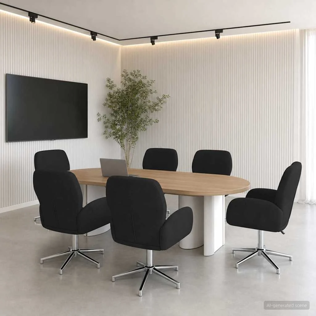 Chaises de bureau pivotantes lot de 6 54 x 58 x 90 cm noir tissu – vue d’ensemble