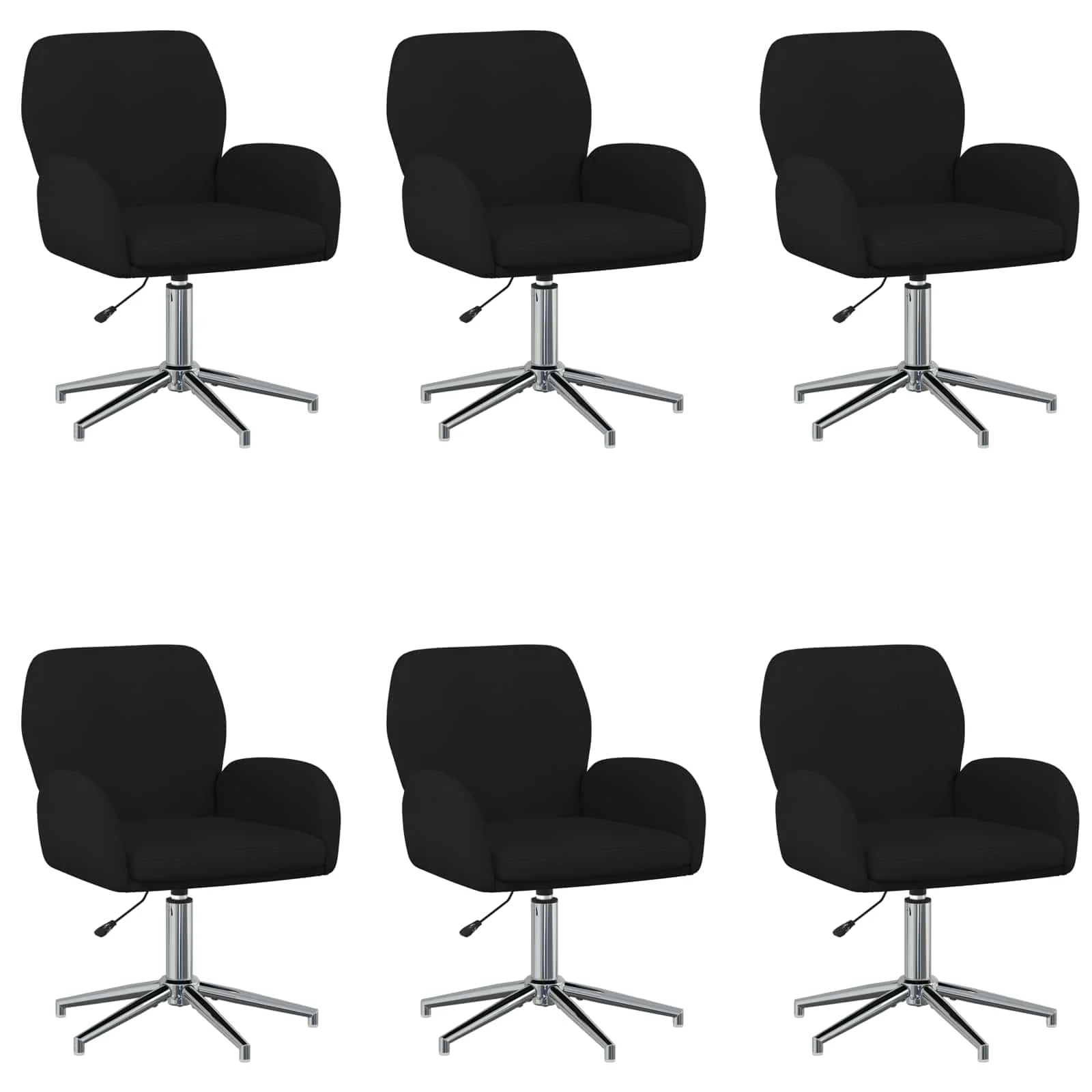 Chaises de bureau pivotantes lot de 6 54 x 58 x 90 cm noir tissu – vue de face