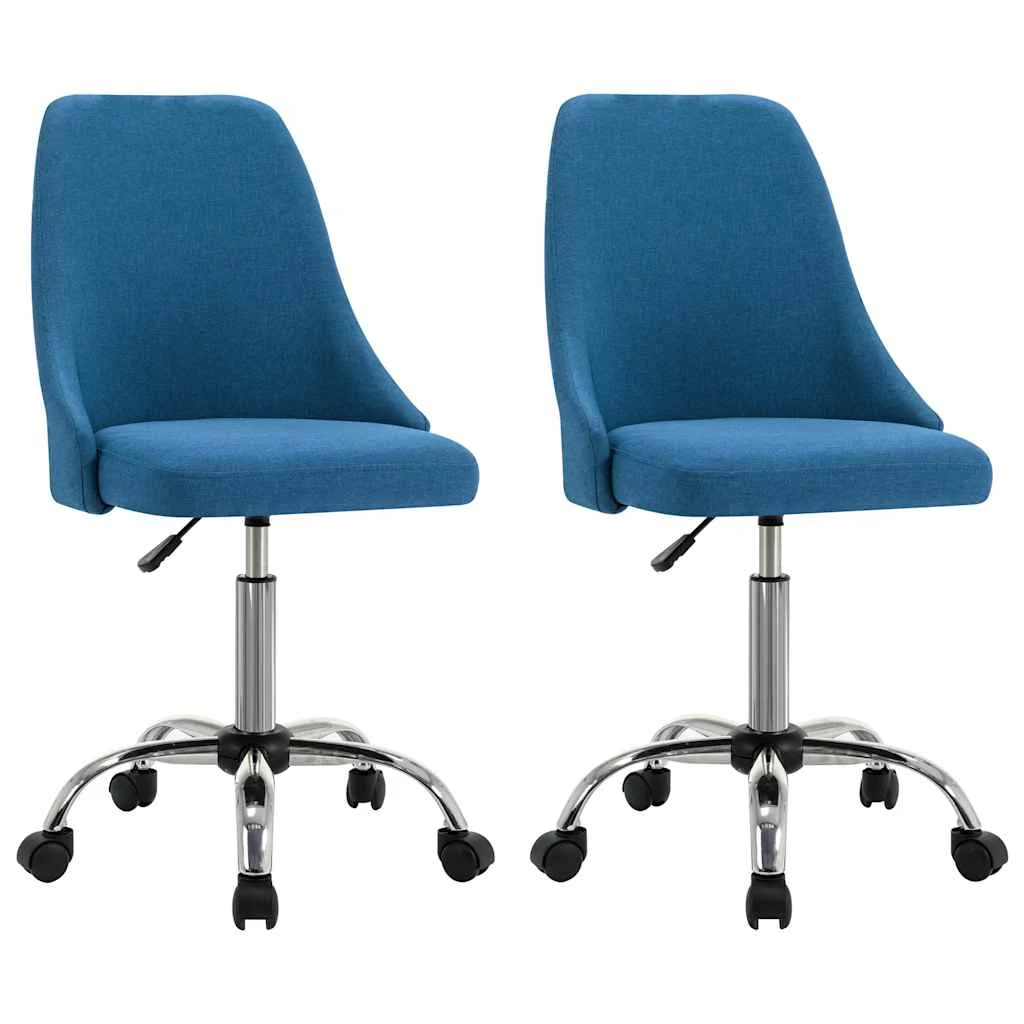 Chaises de bureau roulantes lot de 2 49 x 52,5 x 94,5 cm bleu tissu – vue d’ensemble