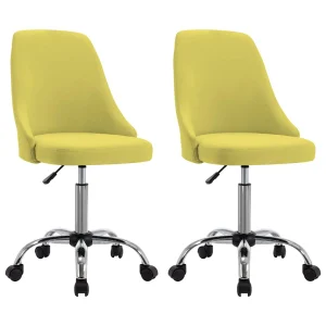 Chaises de bureau roulantes lot de 2 49 x 52,5 x 94,5 cm jaune tissu – vue d’ensemble