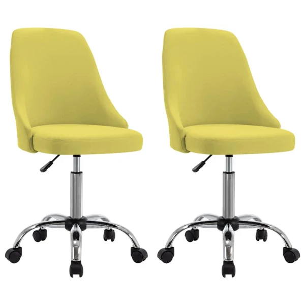 Chaises de bureau roulantes lot de 2 49 x 52,5 x 94,5 cm jaune tissu – vue d’ensemble