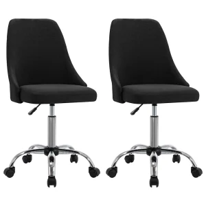 Chaises de bureau roulantes lot de 2 49 x 52,5 x 94,5 cm noir tissu – vue d’ensemble