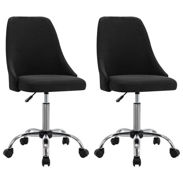 Chaises de bureau roulantes lot de 2 49 x 52,5 x 94,5 cm noir tissu – vue d’ensemble