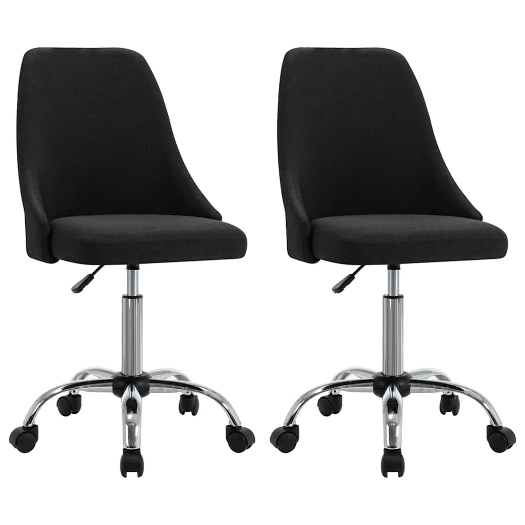Chaises de bureau roulantes lot de 2 49 x 52,5 x 94,5 cm noir tissu – vue d’ensemble