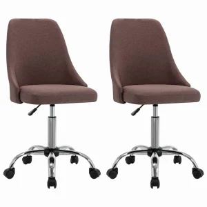 Chaises de bureau roulantes lot de 2 49 x 52,5 x 94,5 cm taupe tissu – vue d’ensemble