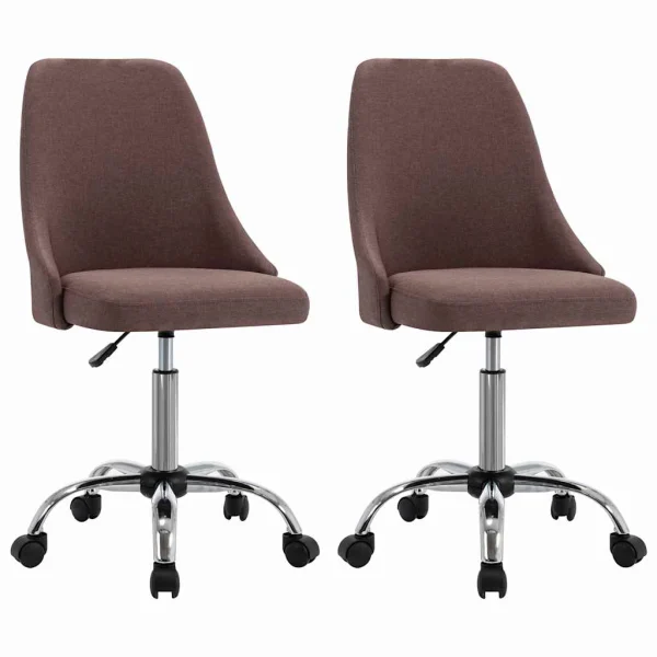 Chaises de bureau roulantes lot de 2 49 x 52,5 x 94,5 cm taupe tissu – vue d’ensemble