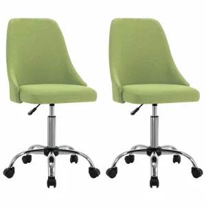 Chaises de bureau roulantes lot de 2 49 x 52,5 x 94,5 cm vert tissu – vue d’ensemble