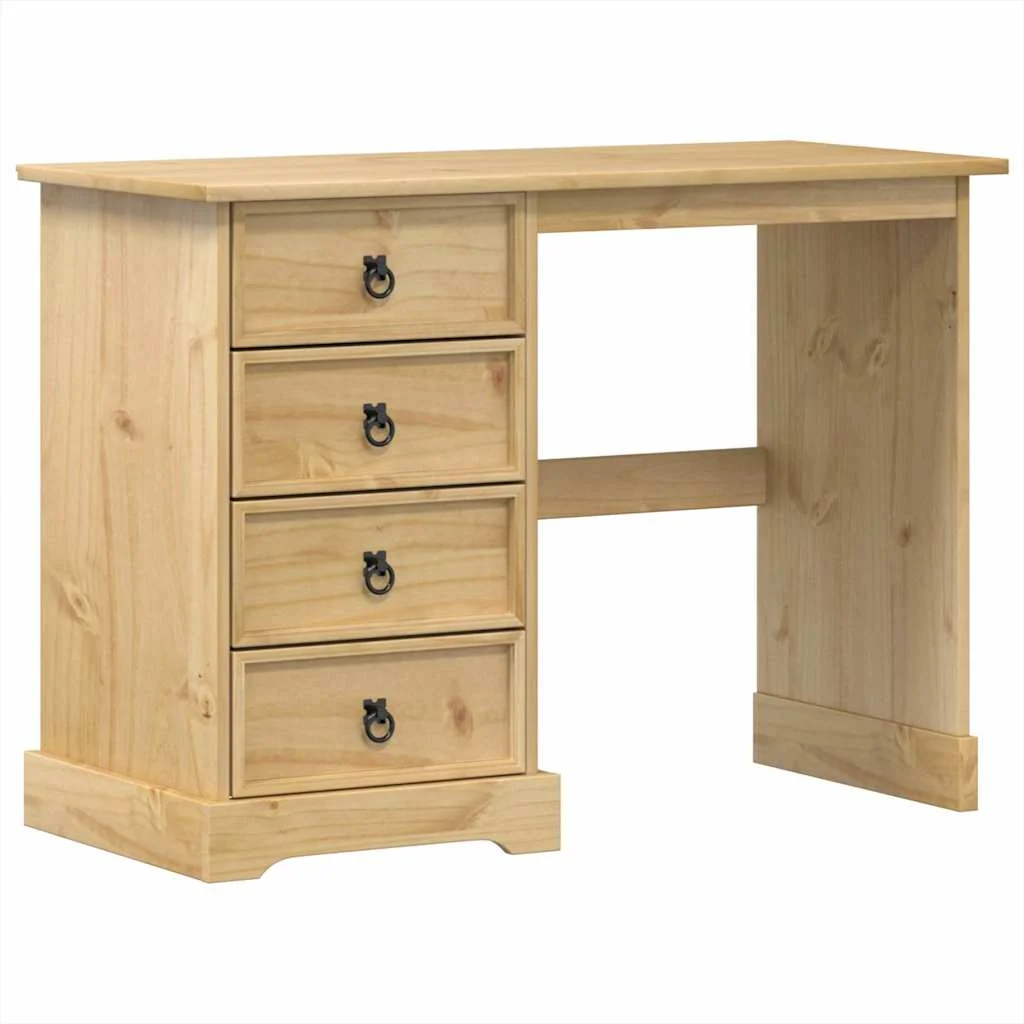 Coiffeuse bois 104 x 47 x 75 cm brun bois massif de pin – vue de côté