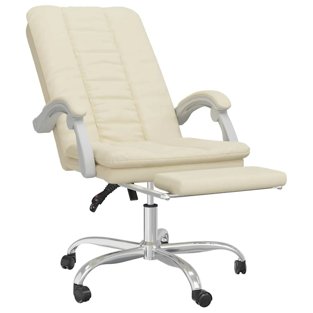 Fauteuil inclinable de bureau 63 x 56 x 120 cm crème similicuir – vue de détail