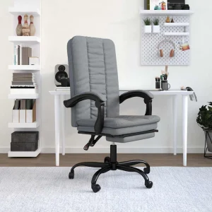 Fauteuil inclinable de bureau 63 x 56 x 120 cm gris clair tissu – vue d’ensemble