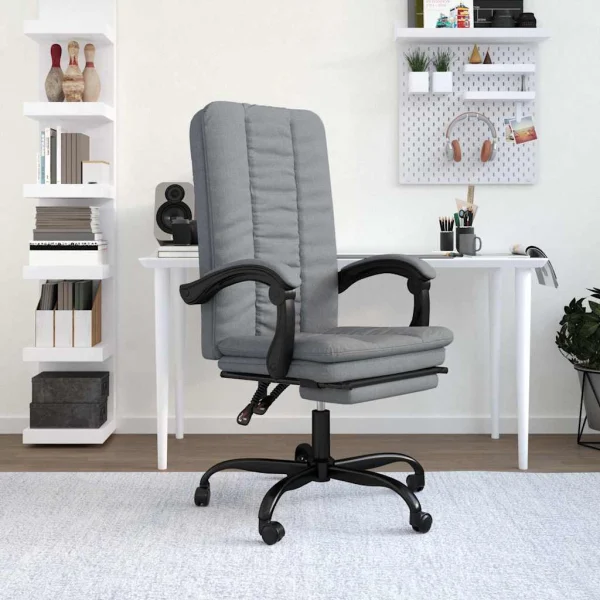 Fauteuil inclinable de bureau 63 x 56 x 120 cm gris clair tissu – vue d’ensemble