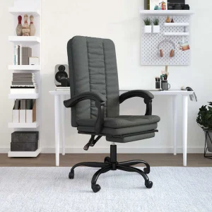 Fauteuil inclinable de bureau 63 x 56 x 120 cm gris foncé tissu – vue d’ensemble