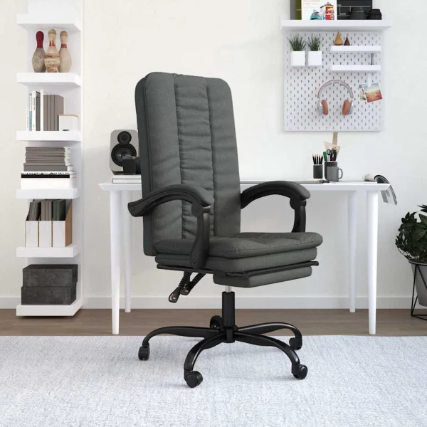Fauteuil inclinable de bureau 63 x 56 x 120 cm gris foncé tissu – vue d’ensemble