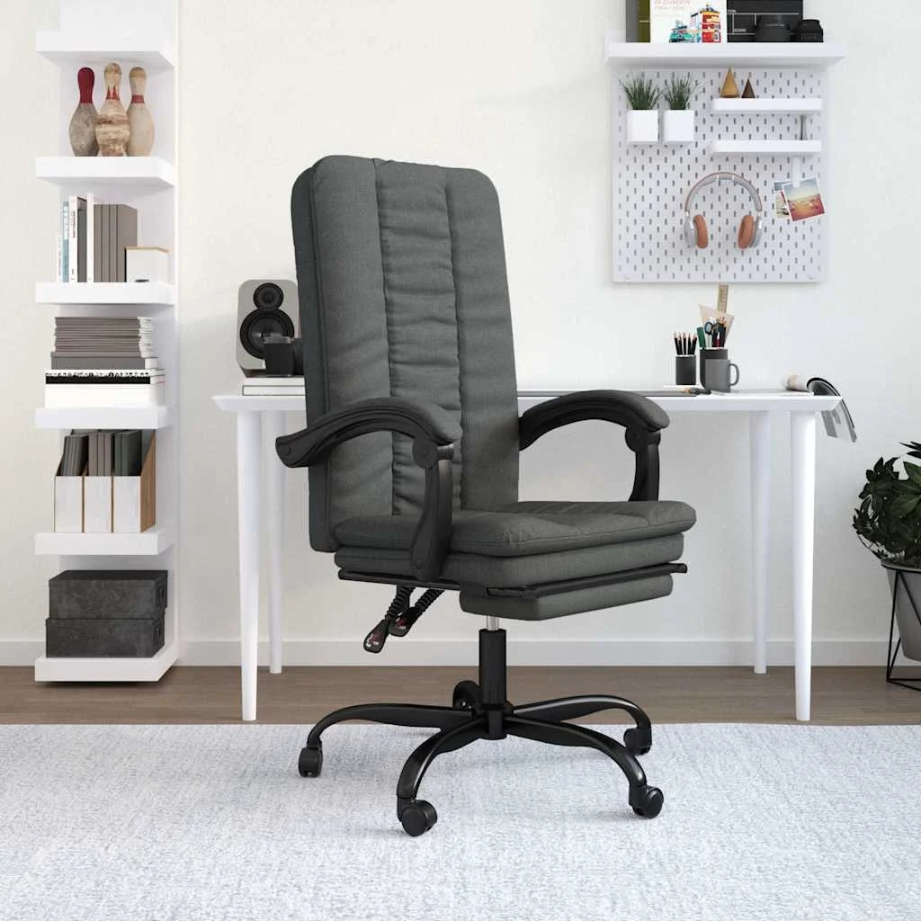 Fauteuil inclinable de bureau 63 x 56 x 120 cm gris foncé tissu – vue d’ensemble